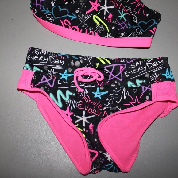 Multi Color 2 Pcs Justice Bikini Swimsuit Size 8 - Picture 3 of 11